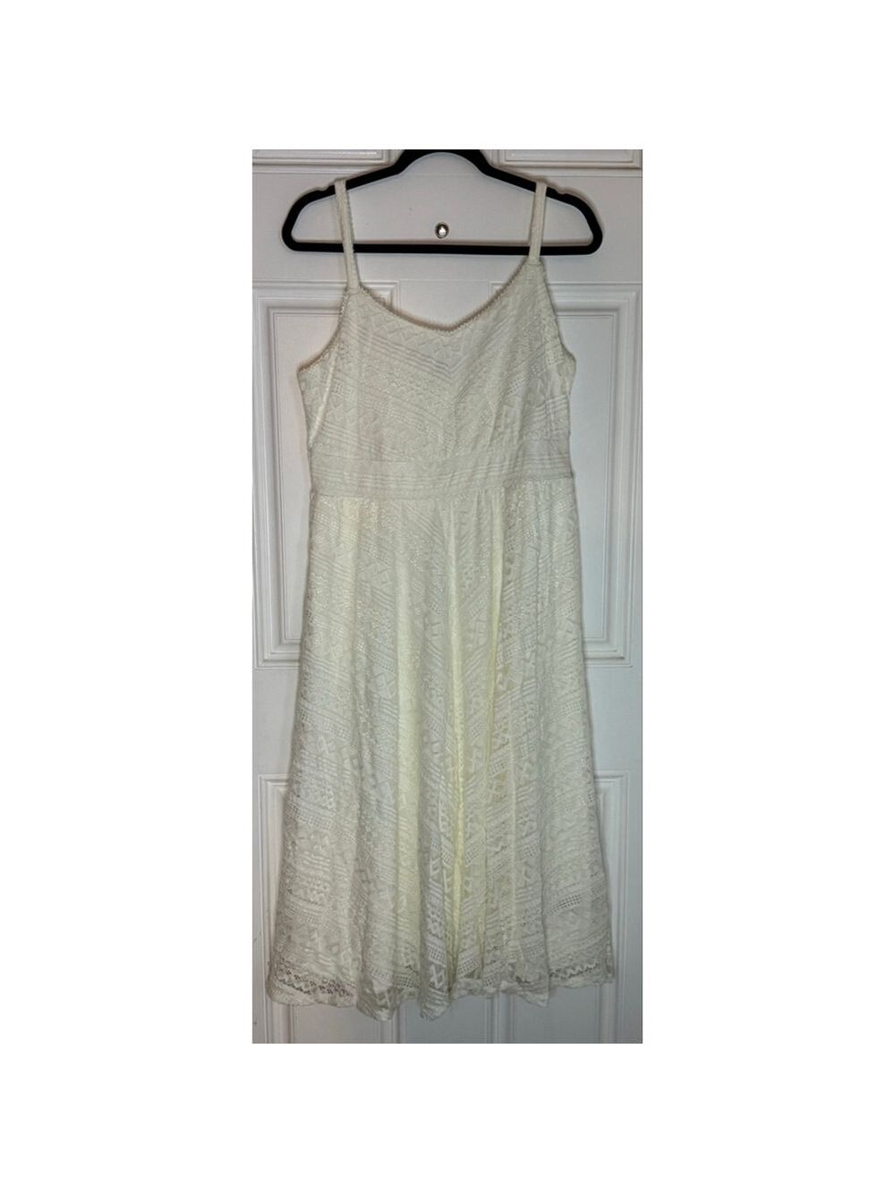 Women's Torrid Plus Size 0X White Midi Lace Skater Dress - Picture 7 of 11